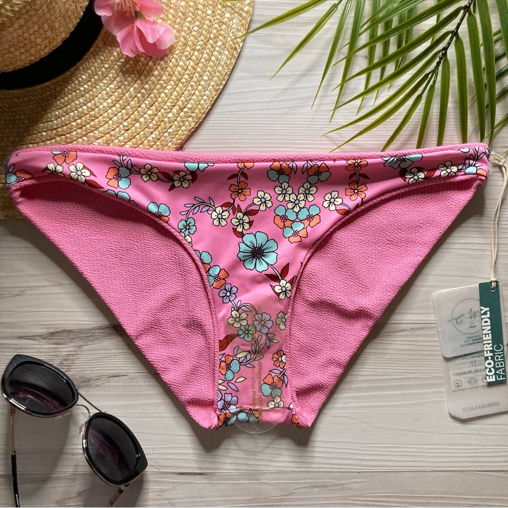 Maaji •• Pink Reversible Floral Summer Cheeky Bikini Bottoms - Picture 4 of 9